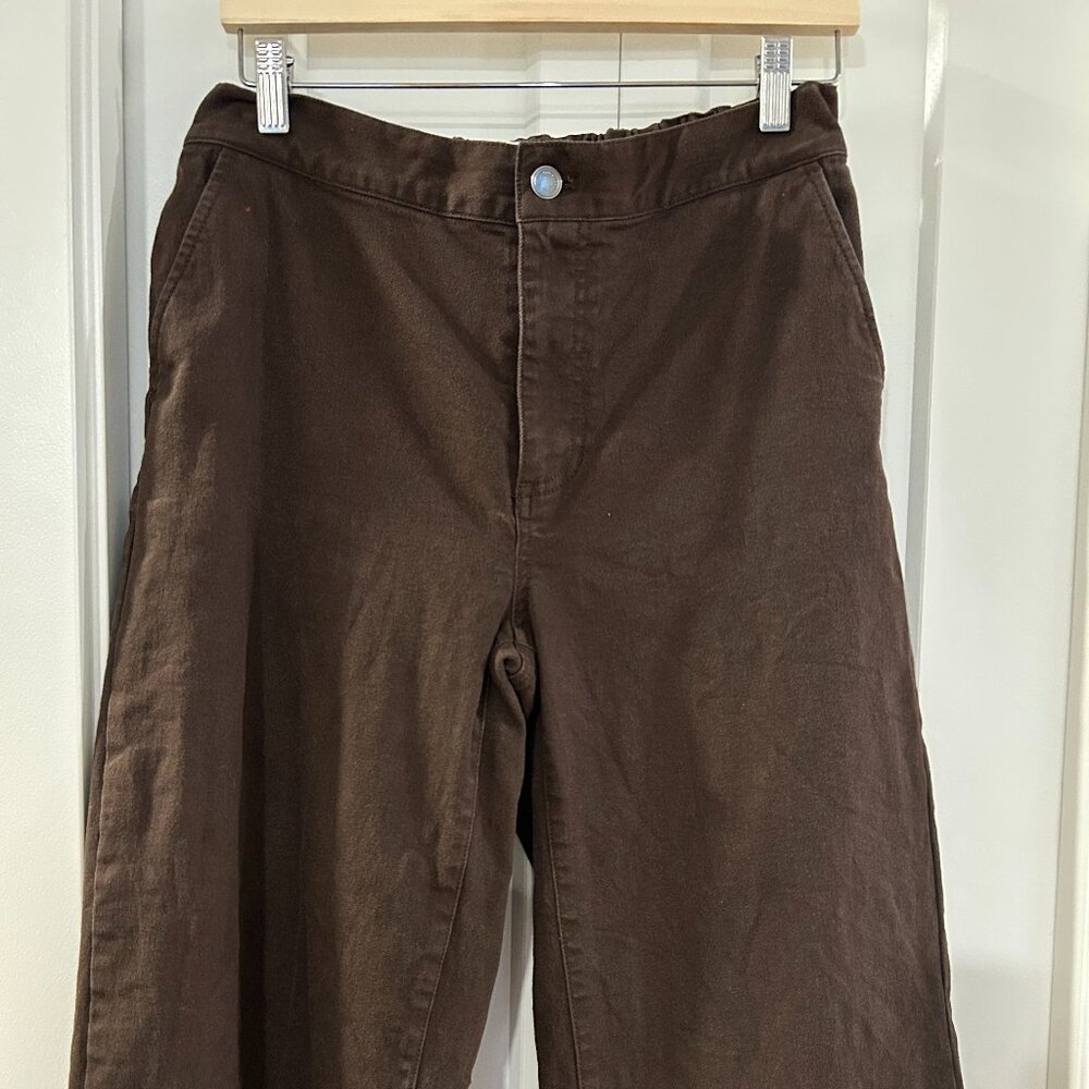 Oak + Fort Cropped Length Twill Wide Leg Pants